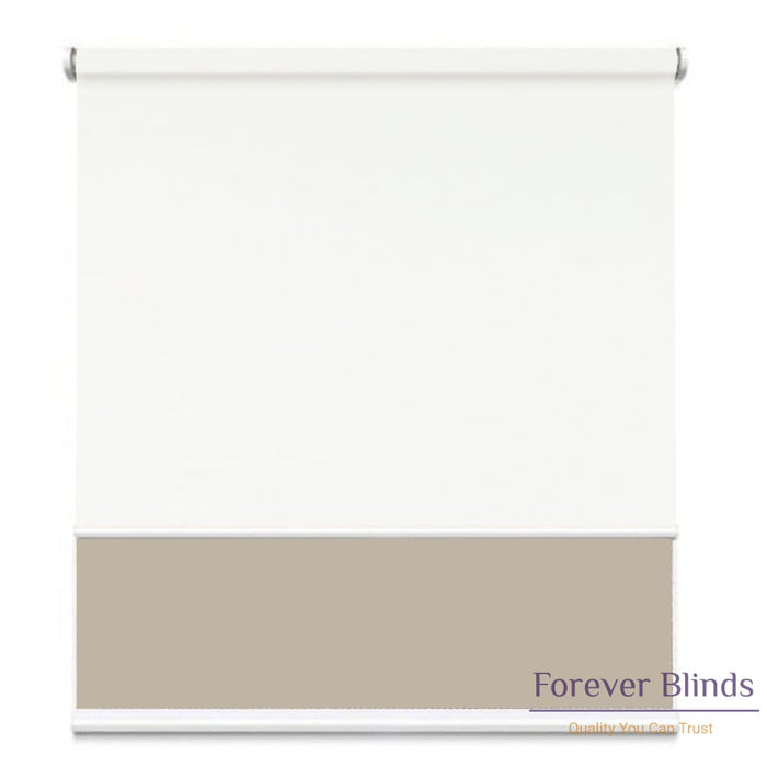 Sunscreen Beige - Blockout White Double Roller Blind