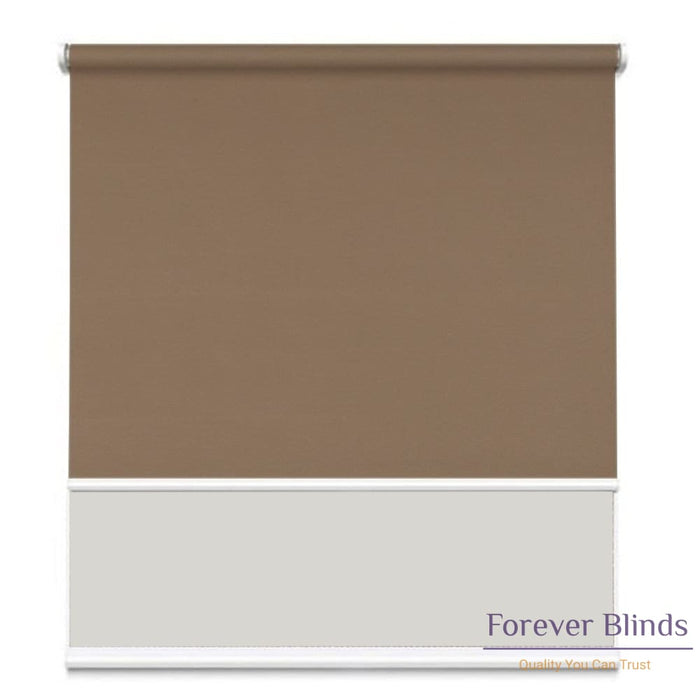 Sunscreen White - Blockout Brown Double Roller Blind